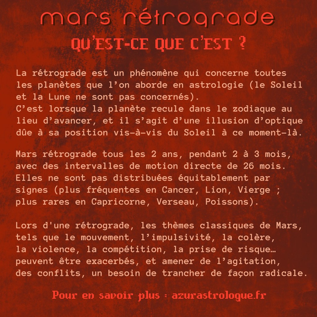 Mars rétrograde
Qu'est-ce que c'est ?
Par Azur & Mrs.Krobb